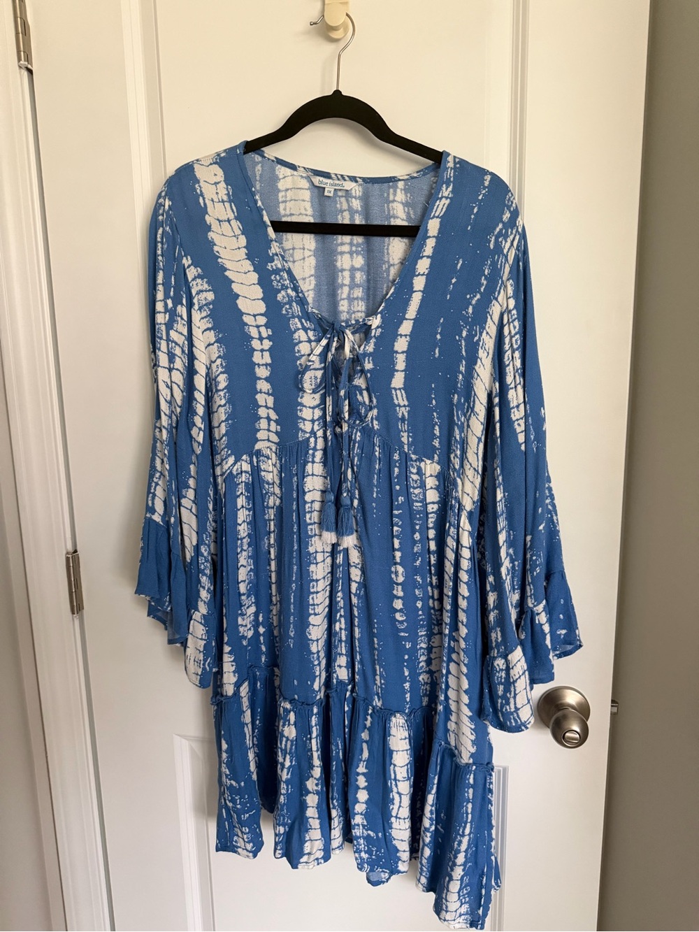Blue Tie-Dye V-Neck Women's dress